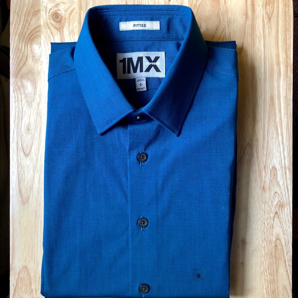 EXPRESS Blue Dress Shirt FITTED Size Small